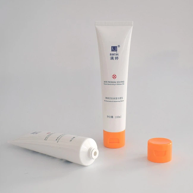 100ml white plastic soft tube cosmetic packaging (3)